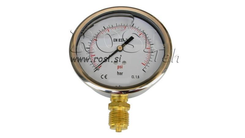 MANOMETER DN100 VERTICAAL 0 - 160 BAR - 1/2
