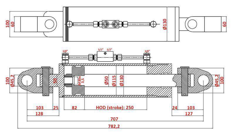 HYDRAULICKÝ VYTLAČOVAČ SPECIAL - 4. TŘÍDA 115/50-250 (180-380HP)(45.2mm)