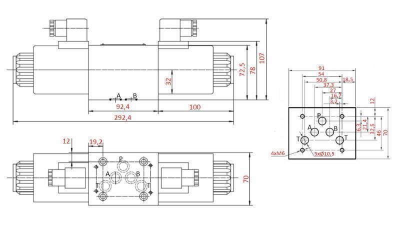 HYDRAULISCHE ELEKTROMAGNETISCHE KRAAN KV-4/3 CETOP 5 12/24/230V N2