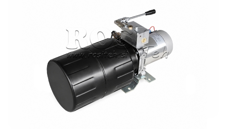 MINI HYDRAULISCH KRACHTPAKKET 12V DC - 1.6kW = 2.1cc - 8 liters - eenfasige eenheid MET HANDPOMP
