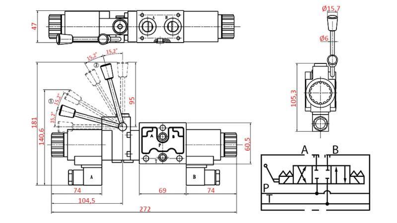 HYDRAULISCHE MANUELE EN ELECTROMAGNETISCHE KRAAN YEAT-VERZAMELING 12V N1