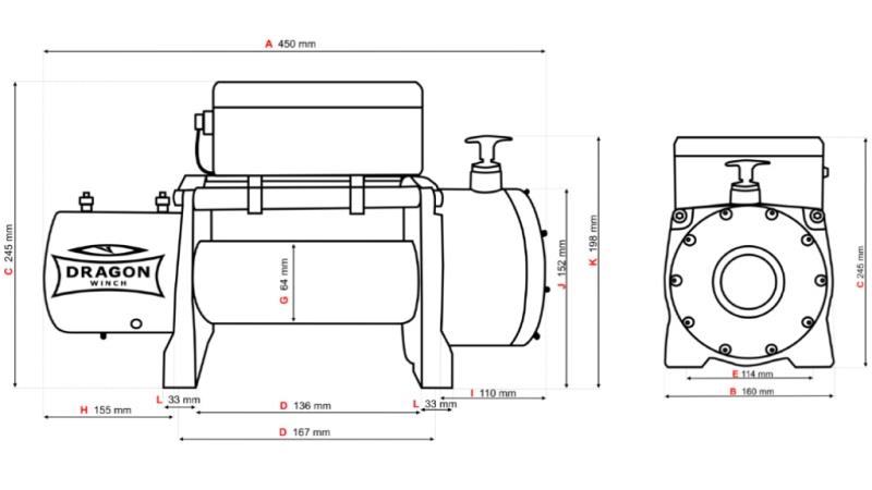 12 V ELEKTRISCHE TROMMEL DWM 10000 HD - 4536 kg