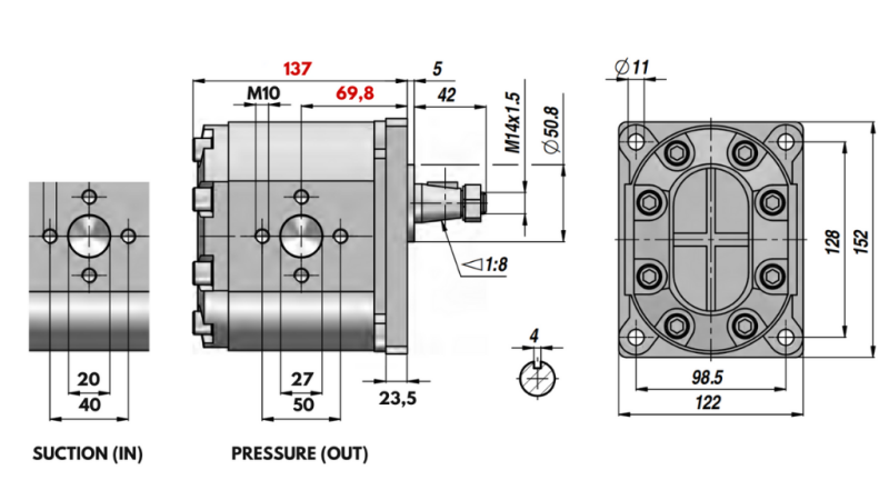 HYDRAULISCHE POMP GR.3 34 CC RECHTS - FLANGES