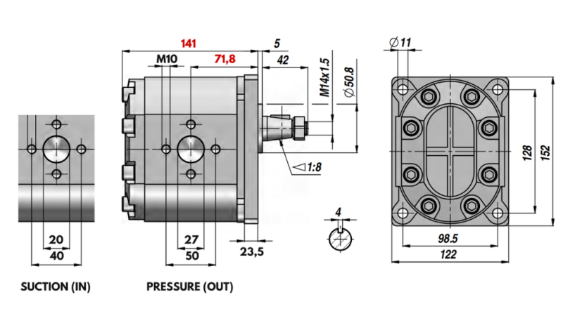 HYDRAULISCHE POMP GR.3 39 CC RECHTS - FLANGE
