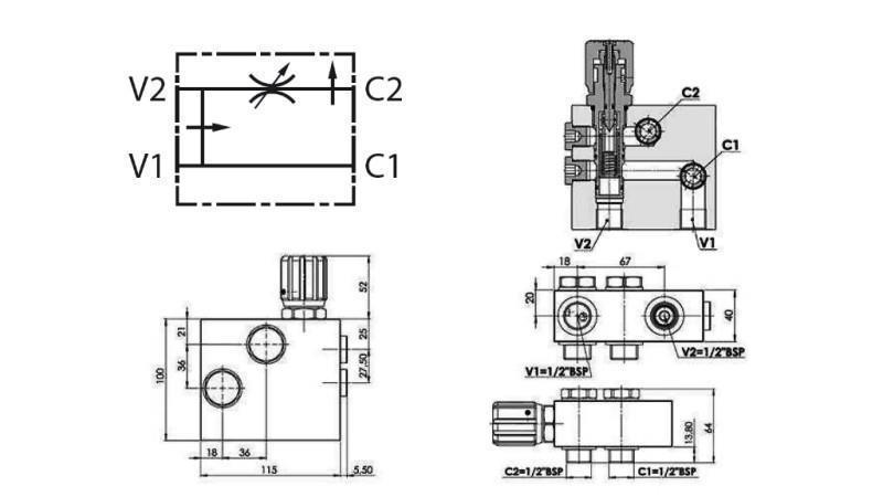 HYDRAULISCHE PRIORITEITSKLEP VOOR HYDROMOTOR MP-MR-MH