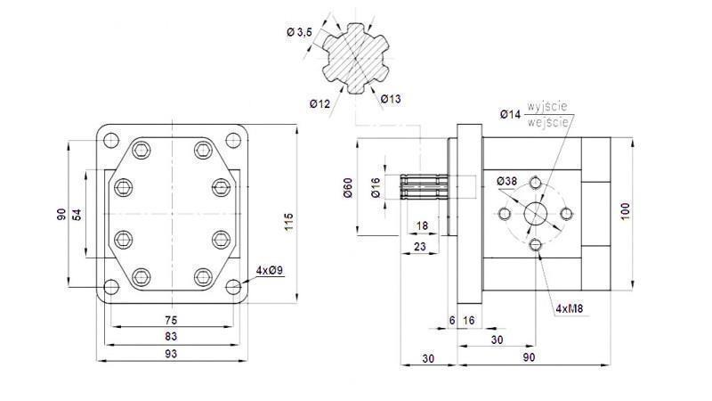 HYDRAULISCHE POMP NSZ 10 - 6 TANDEN 10 CC RECHTS