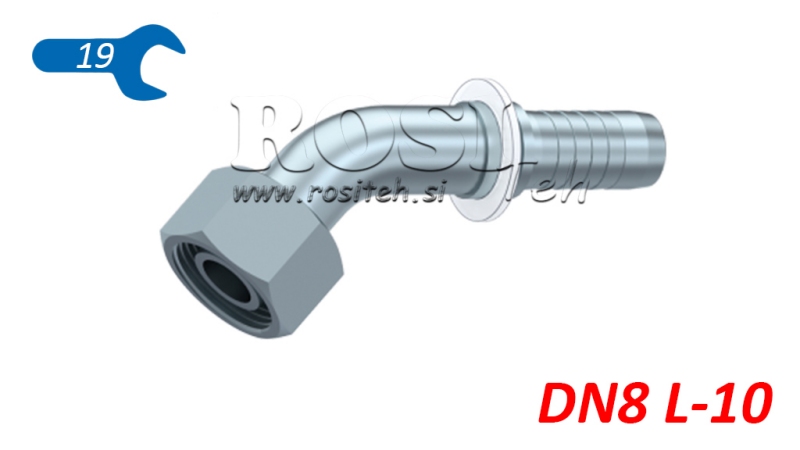 CONEXIUNE HIDRAULICĂ DKOL 10 L CU COLȚ FEMELĂ 45 DN8-M16X1,5