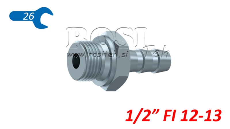 HYDRAULISCHE MANNELIJKE AANSLUITING 1/2 VOOR RUBBER SLANG Φ 12-13