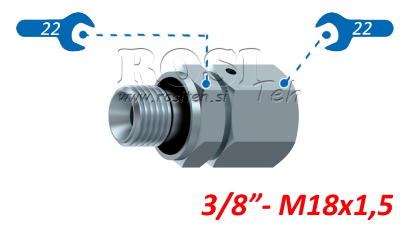 HYDRAULISCHE TWEEWIJZIGER INVOERDRAADVERBINDING AOVR ED BSP3/8 - M18X1,5