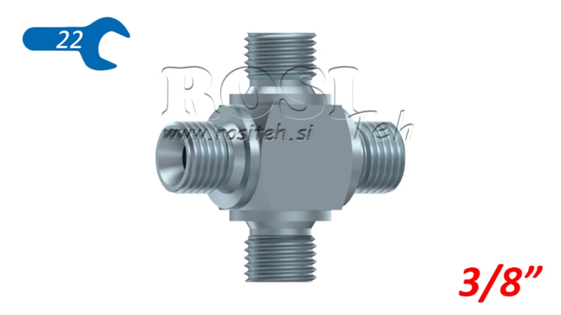 HYDRAULISCHE T COM BSP MANNELIJK KRUIS 3/8