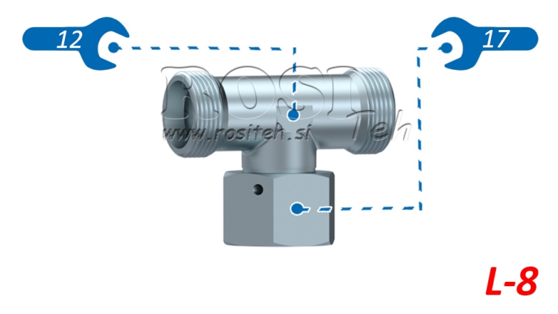 TRÓJNIK HYDRAULICZNY L-8 Z CENTRALNĄ NAKRĘTKĄ OBROTOWĄ M14X1,5