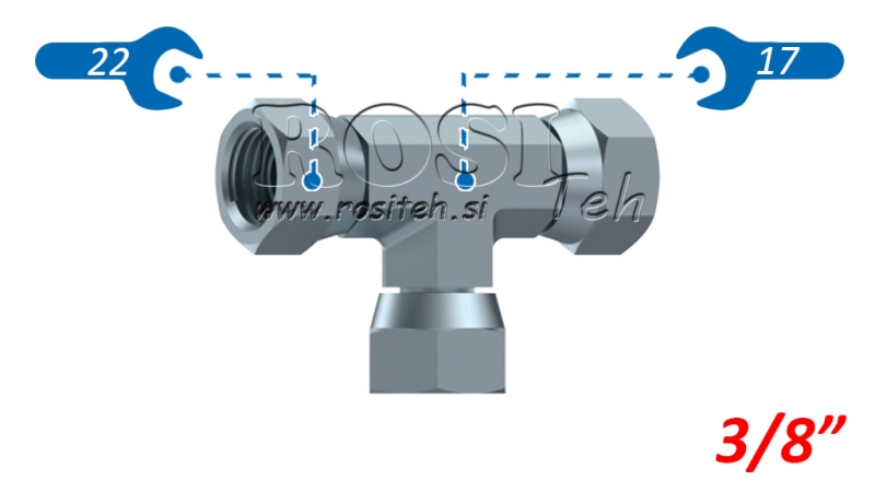 HYDRAULISCHE T-STUK MET DRAAIMOER BSP 3/8