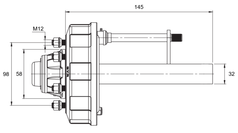 POLOSOVINA Z ZAVORAMI (4 VIJAKI) - 450 kg - 145 mm