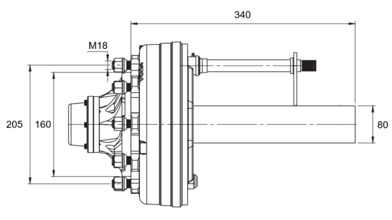 POLOSOVINA Z ZAVORAMI (6 VIJAKOV) - 4400 kg - 340 mm