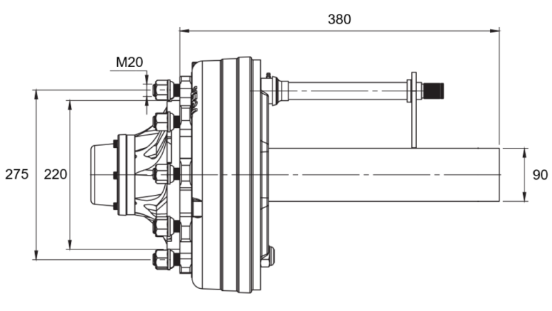 POLOSOVINA Z ZAVORAMI (8 VIJAKOV) - 5000 kg - 380 mm