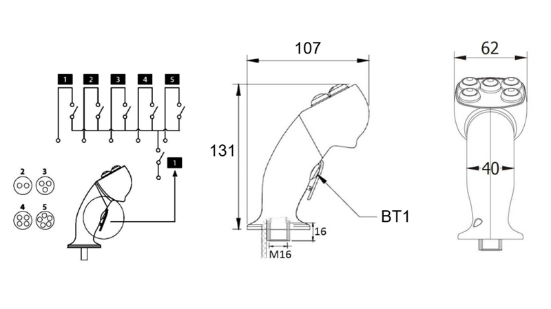 AFSTANDSBEDIENING ROSI JOYSTICK - 5 KNOPPEN + KNOP