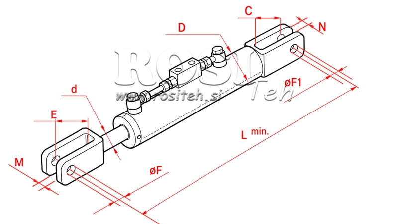 HYDRAULISCHE HEFSTANG VOOR TRACTOR - CASE-IH 80/40MIN.520 TYPE (1) Φ 26/22
