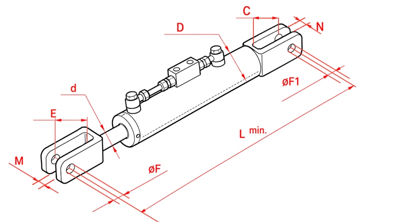 HYDRAULISCHE HEFSTANG VOOR TRACTOR - FIAT - NEW HOLLAND 50/30MIN.380 TYPE (1) Φ 18/19