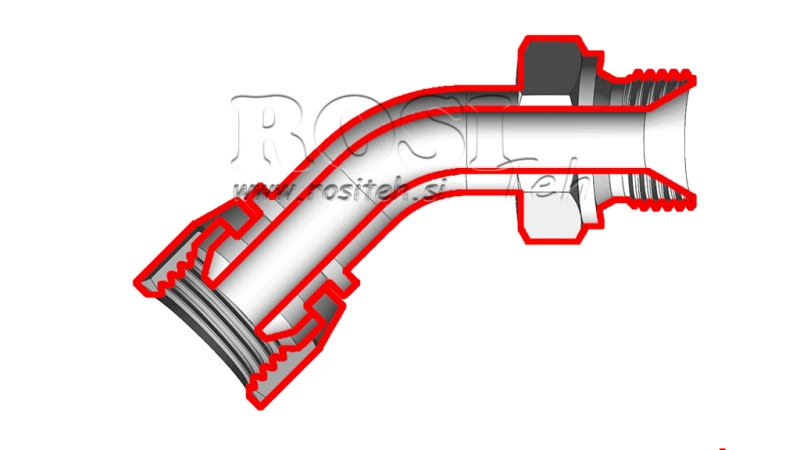 HYDRAULISCHE BOCHT 45° BSP MAN-VROUW 3/8