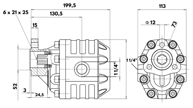 HYDRAULISCHE GRIJZELIJKE POMP UNI40-87CC-220 BAR LINKS