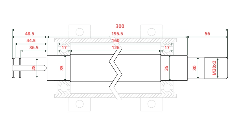 GIETIJZEREN CIRKELZAAG-AS 300MM (LINKER SCHROEFDRAAD)