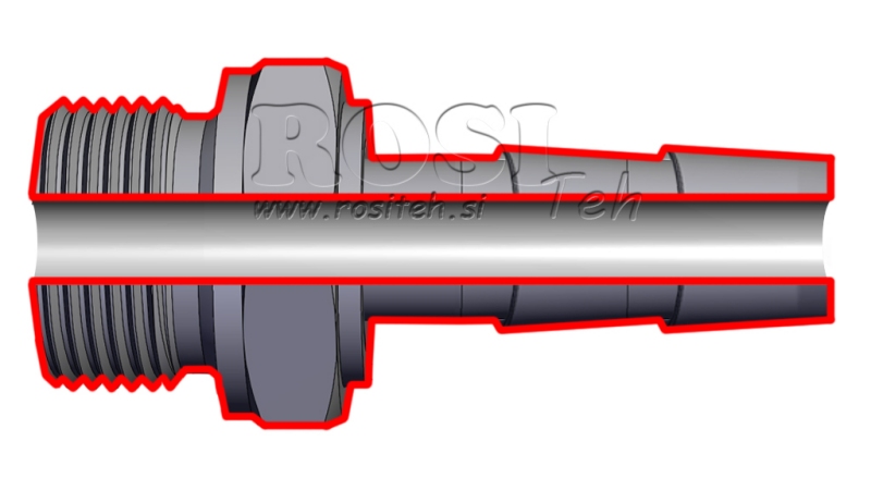 HYDRAULISCHE MANNELIJKE AANSLUITING 2 VOOR RUBBER SLANG DIAMETER 50