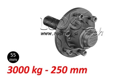 POLUOSOVINA BEZ KOČNICA - 3000 kg (6 VIJAKA) - 250 mm
