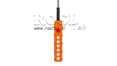 AFSTANDSBEDIENING SET MET 6 KNOPPEN + NOODSTOPSCHAKELAAR IN BEHUIZING MET KABEL