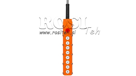 AFSTANDSBEDIENING SET MET 8 KNOPPEN + NOODSTOPSCHAKELAAR IN BEHUIZING MET KABEL