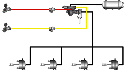 SET VAN LUCHT HYDRAULISCHE REMMEN VOOR AANHANGER COMPLEET DUBBELE CIRCUIT SYSTEEM 4 CILINDERS