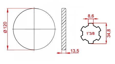 KARDAN ADAPTER MET FLENS 1-3/8 (125 mm)