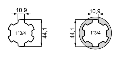 KARDANSKI NASTAVEK Z ZATIČEM iz 1-3/4  na 1-3/4