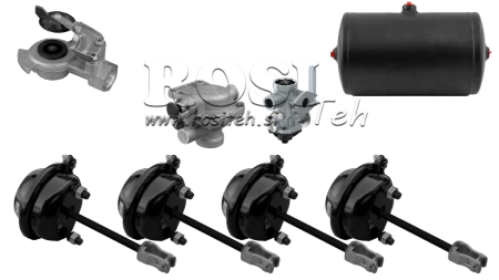 SET VAN LUCHTREMEN VOOR AANHANGER COMPLEET ENKEL CIRCUIT SYSTEEM 4 CYLINDERS