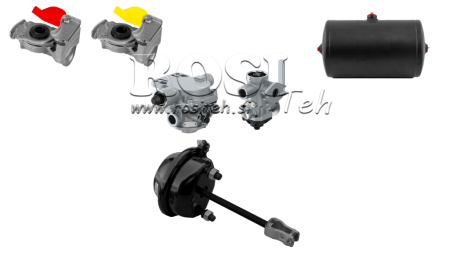 SET VAN LUCHTREMEN VOOR AANHANGER COMPLEET DUBBELE CIRCUITSYSTEEM 1 CYLINDER