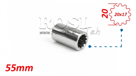 ADAPTADOR CARDÁN BUJE 20x17 (12 ESTRÍAS) (55 mm)