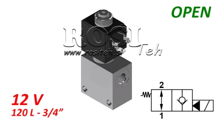 2 ÍRÁNYU SZELEP 3/4 (NO) 12V - 120lit