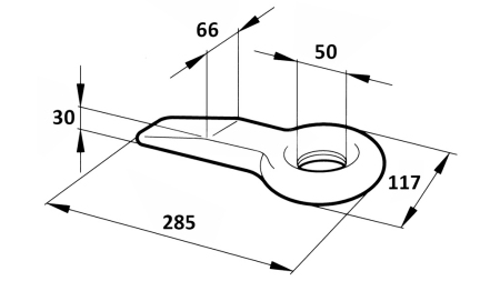 VLEČNA KLJUKA FIKSNA FI50 66x30 L285 - 14.000/2.000KG
