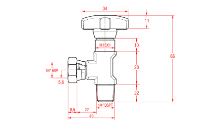 HYDRAULISCHE KLEP VOOR MANOMETER 90°