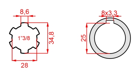 KARDAN ADAPTER 1-3/8 - GAT fi 25 mm (145 mm)