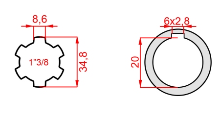ΑΝΤΑΠΤΟΡΑΣ ΚΑΡΝΤΑΝ 1-3/8 - ΟΠΗ fi 20 mm (145 mm)
