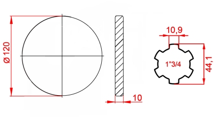KARDANADAPTER FLANTSIGA 1-3/4 (120 mm)