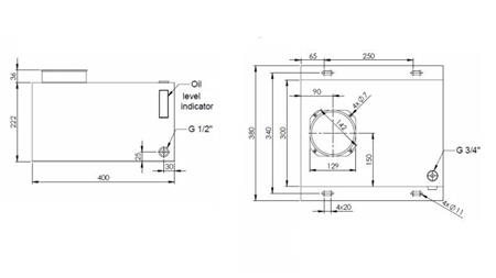 METAAL RESERVOIR DOOS PP 25 LITER HORIZONTAAL-VERTICAAL-afmetingen