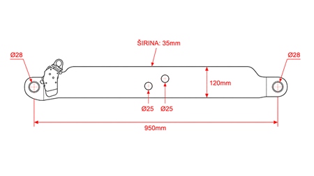ONDERSTE HEFARMEN VOOR DRIEPUNTSHEFINRICHTING CAT.3 - 120x35 mm - 950 mm (140 HP)