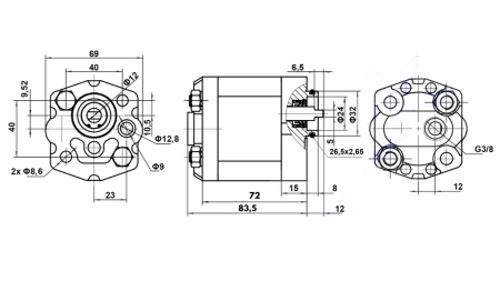 HYDRAULISCHE POMP 10C2,1X302 2,1 CC RECHTS