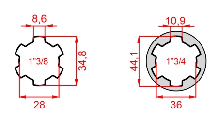 ADATTATORE CARDANICO DA 1-3/4 A 1-3/8 (165 mm)