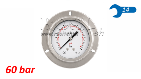 MANOMETAR DN63 REAR 0 - 60 BAR - 1/4