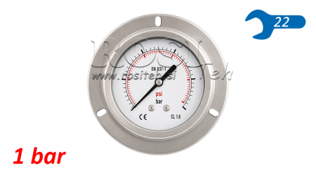 MANOMETER DN100 ACHTER 0 - 1 BAR - 1/2