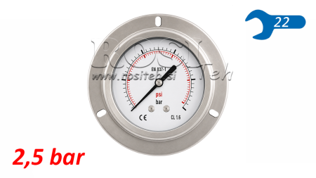 MANOMETER DN100 ACHTER 0 - 2.5 BAR - 1/2