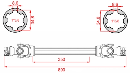 ECO KARDANAS 890mm 30-75HP STANDAARD