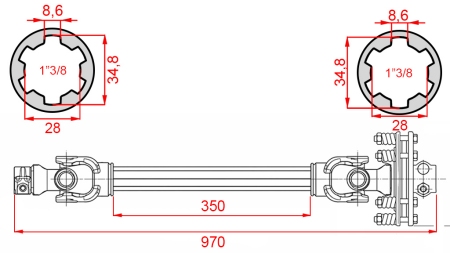 ALBERO CARDANICO ECO 970mm 70-110HP CON FRIZIONE